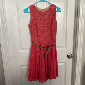 Lace coral pink dress
